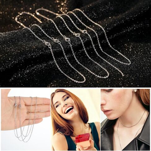 20 Pack Necklace Chain Bulk Stainless Steel Necklace Chains 17/20 Inch Bulk 1.6mm Silver Necklaces for Jewelry Making with Lobster Clasps Fadeless Snake Cadenas for DIY Crafts in Saudi Arabia