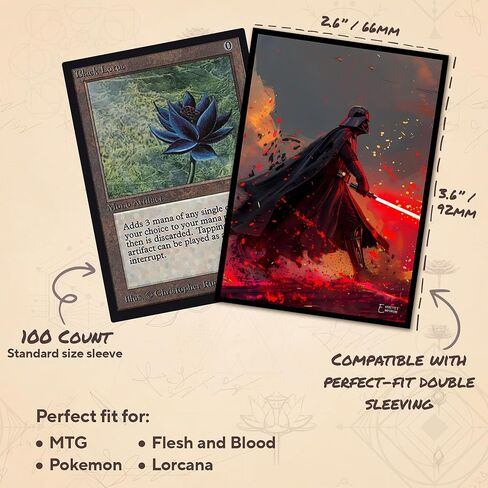 Dark Lord MTG Card Sleeves (Smooth) - 104 Count Standard Size TCG Sleeves - Compatible with Magic The Gathering - Double Sleeving - Original Art Design in Saudi Arabia