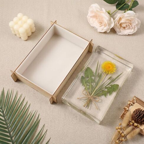 HANLANXUE 5 Pcs Large Resin Molds, Rectangle Silicone Molds for Epoxy Resin, Cuboid Resin Moulds with Wooden Support, Deep Pour Mold for Furniture Decor, DIY Wedding Bouquets, Valentine's Day Gifts in Saudi Arabia