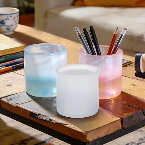 1pc Silicone Pen Holder Mold DIY Pencil Holder Mold Resin Craft Silicone for Desk Organizer in Kuwait
