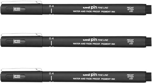 Uni Pin Uni-Ball Pin Drawing Pen Fineliner Ultra Fine Line Marker 0.4Mm Black Ink - [Pack Of 3] in Saudi Arabia