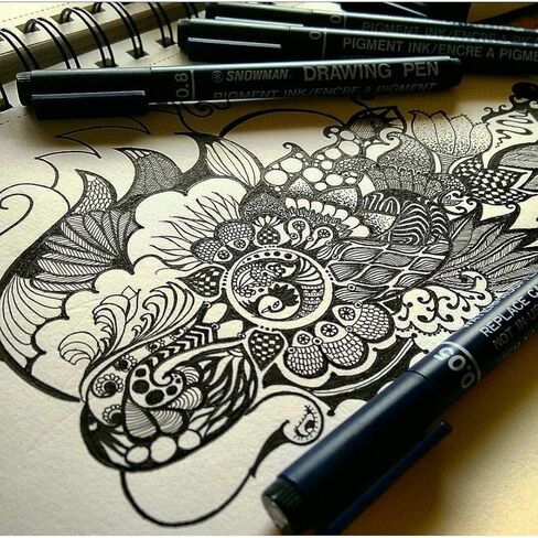 SNOWMAN Drawing, Zentangle & Manga Pens (Set of 6,Black, 0.05mm, 0.1mm, 0.2mm, 0.3mm, 0.5mm and 0.8mm) in Kuwait