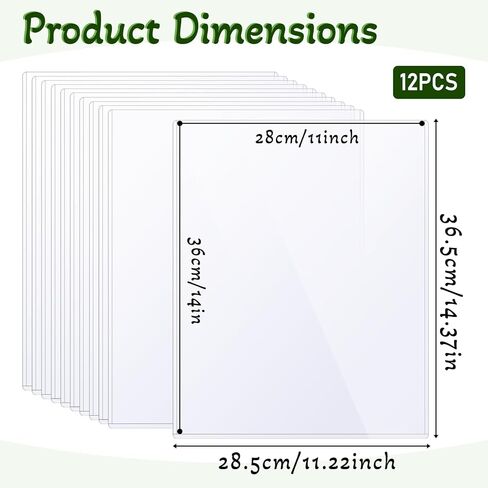 12 Pcs Toploader Durable Clear PVC Sheet Protectors, 11x14in Clear Sheet Protectors, Semi Rigid Plastic Paper Page Protector Sleeves, Hard Plastic Paper Page Protector for Pictures Photos Prints in Kuwait