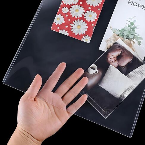 12 Pcs Toploader Durable Clear PVC Sheet Protectors, 11x14in Clear Sheet Protectors, Semi Rigid Plastic Paper Page Protector Sleeves, Hard Plastic Paper Page Protector for Pictures Photos Prints in Kuwait