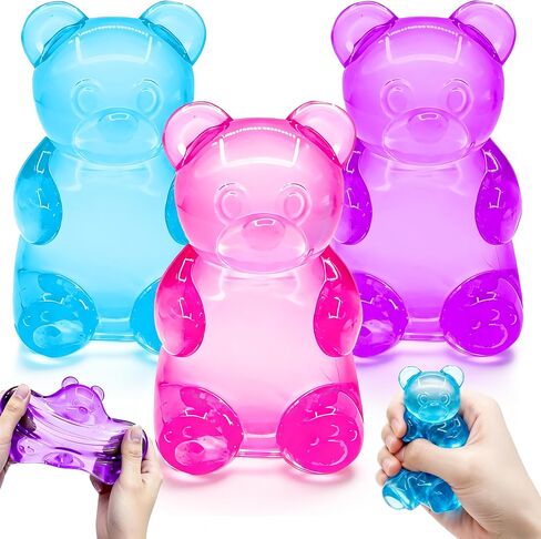 3 Pcs Easter Cute Gummy Bear Stress Relief Stress Ball, Slow Rising Squishy Squeeze Anxiety Relief & Focus Toy, Sensory Fidget Toys for Adults, Teens, Autistic ,ADHD, Classroom Prize，Party Favors in Kuwait