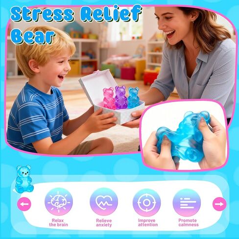 3 Pcs Easter Cute Gummy Bear Stress Relief Stress Ball, Slow Rising Squishy Squeeze Anxiety Relief & Focus Toy, Sensory Fidget Toys for Adults, Teens, Autistic ,ADHD, Classroom Prize，Party Favors in Kuwait