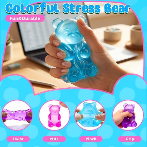 3 Pcs Easter Cute Gummy Bear Stress Relief Stress Ball, Slow Rising Squishy Squeeze Anxiety Relief & Focus Toy, Sensory Fidget Toys for Adults, Teens, Autistic ,ADHD, Classroom Prize，Party Favors in Kuwait