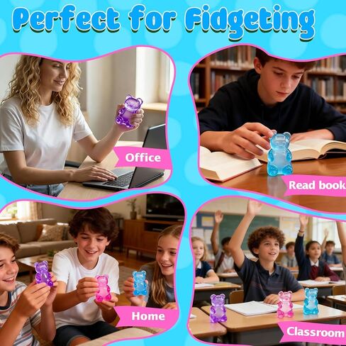 3 Pcs Easter Cute Gummy Bear Stress Relief Stress Ball, Slow Rising Squishy Squeeze Anxiety Relief & Focus Toy, Sensory Fidget Toys for Adults, Teens, Autistic ,ADHD, Classroom Prize，Party Favors in Kuwait