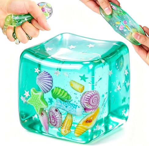 Ice Cube Squishy Stress Ball, Squeeze Ice Cube Squishy Toys for Kids & Adults, Slow Rising Stress Squeeze Squish Ball, Relief Anxiety Sensory Fidget Toys for Party Favors, Goodie Bag Stuffers in Saudi Arabia