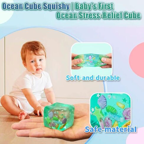 Ice Cube Squishy Stress Ball, Squeeze Ice Cube Squishy Toys for Kids & Adults, Slow Rising Stress Squeeze Squish Ball, Relief Anxiety Sensory Fidget Toys for Party Favors, Goodie Bag Stuffers in Saudi Arabia