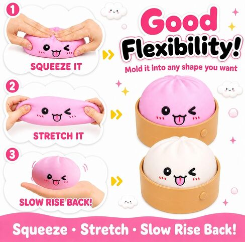 2PCS Dumpling Squishy Mystery Box, Squishy Toys, Viral Dumpling Toy, Stocking Basket Stuffers for Kids, Christmas Party Favors for Boy Girl, Stress Relief for Children Adult Squeeze Toys in Saudi Arabia