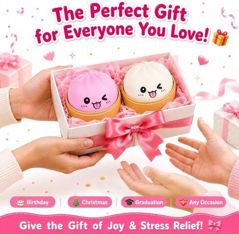 2PCS Dumpling Squishy Mystery Box, Squishy Toys, Viral Dumpling Toy, Stocking Basket Stuffers for Kids, Christmas Party Favors for Boy Girl, Stress Relief for Children Adult Squeeze Toys in Saudi Arabia