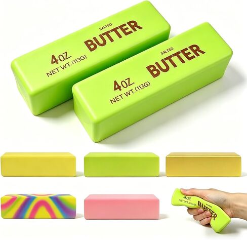 2 Pack Butter Squishy Toys Slow Rising Soft Squeeze Toy Stress Relief Fidget Toys for Kids Party Favors Birthday Gifts Adults Office Desk Toys (Gold) in Saudi Arabia