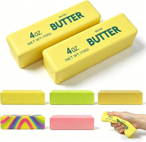 2 Pack Butter Squishy Toys Slow Rising Soft Squeeze Toy Stress Relief Fidget Toys for Kids Party Favors Birthday Gifts Adults Office Desk Toys (Gold) in Saudi Arabia