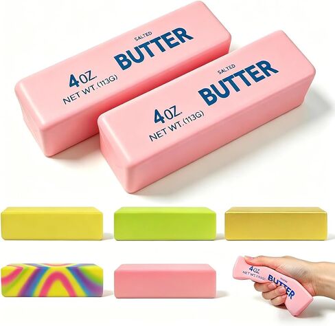 2 Pack Butter Squishy Toys Slow Rising Soft Squeeze Toy Stress Relief Fidget Toys for Kids Party Favors Birthday Gifts Adults Office Desk Toys (Gold) in Saudi Arabia