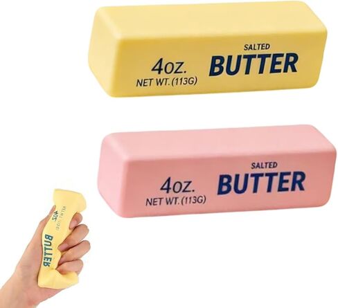 2 PCS Butter Squishy ，Slow Rising Squishy, Stress Balls，Stress Relief & Fidget Toys,Sensory Fidget for Anxiety Relief and Focus（Yellow+ Pink） in Saudi Arabia