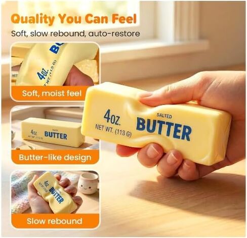 2 PCS Butter Squishy ，Slow Rising Squishy, Stress Balls，Stress Relief & Fidget Toys,Sensory Fidget for Anxiety Relief and Focus（Yellow+ Pink） in Saudi Arabia
