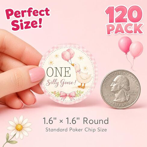 120 Pack 1st Birthday Goose Stickers, ONE Silly Goose Stickers for Baby First Birthday Party Decorations, High Chair Decor, Smash Cake, Gift Bags & Invitations, 1.6" Round in Saudi Arabia