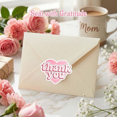 60 Pack Pink Heart Thank You Stickers, Self Adhesive Large Labels for Small Business Packaging, Envelopes & Gift Bags, Cute Appreciation Stickers for Weddings & Customers, 2.4 Inch (Pink) in Saudi Arabia