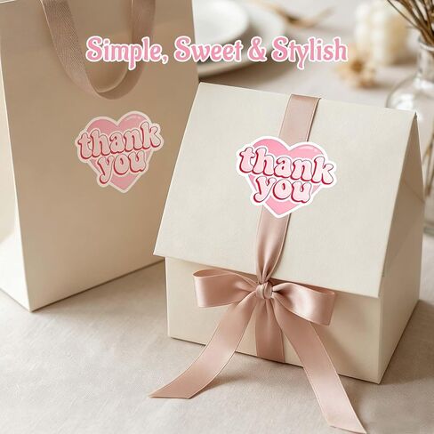 60 Pack Pink Heart Thank You Stickers, Self Adhesive Large Labels for Small Business Packaging, Envelopes & Gift Bags, Cute Appreciation Stickers for Weddings & Customers, 2.4 Inch (Pink) in Saudi Arabia