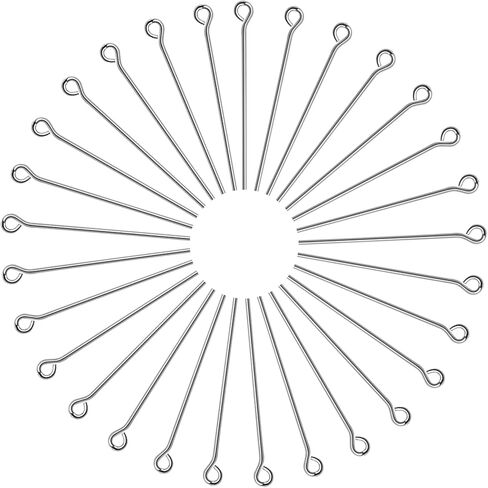 TOAOB 200pcs Stainless Steel Eye Pins Set for Jewelry Making Long 70mm Silver Open Eye Pins Jewelry Findings for DIY Crafts in Saudi Arabia