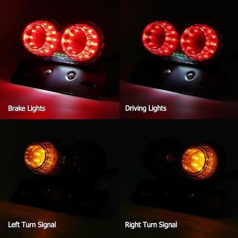 AUTOXBERT 40 LED Motorcycle Tail Light Integrated Brake Running Turn Signal License Plate Light, 12V Waterproof Metal Housing for Street Bikes Cruisers Choppers in Kuwait