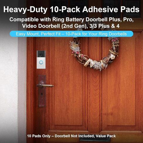 Double-Sided Mounting Strips – 10PCS, Compatible with Ring Battery Doorbell Plus, Pro, Video Doorbell 2nd Gen, 3/3 Plus & 4 – No Drill Needed in Saudi Arabia