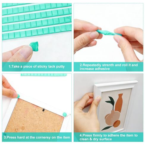 288 Pcs Adhesive Sticky Tack, Poster Putty for Walls No Damage, Removable Mounting Putty Reusable Wall Safe Sticky Tack for Wall Hanging Pictures Photo Frames Party Decorations, White,Pink,Light Blue in Kuwait