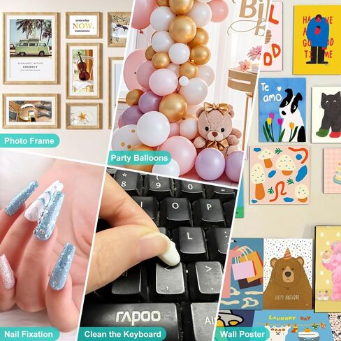 288 Pcs Adhesive Sticky Tack, Poster Putty for Walls No Damage, Removable Mounting Putty Reusable Wall Safe Sticky Tack for Wall Hanging Pictures Photo Frames Party Decorations, White,Pink,Light Blue in Kuwait