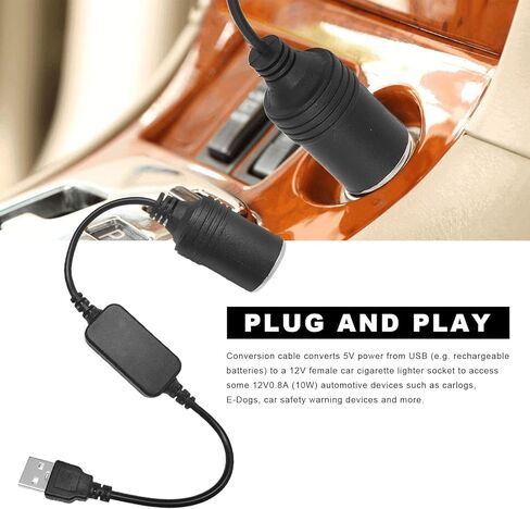 2 PCS USB to Cigarette Lighter Socket, 1 Ft 5V USB A Male to 12 Volt Car Cigarette Lighter Socket, Power Adapter Cable for Dash Cam GPS Radar Detector LED Light Strips, Car Accessories in Kuwait