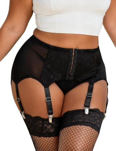 comeondear Garter Belt Set Plus Size Garter Belt and Thigh Highs Set Lace Suspender Belts for Women 6 Strap in Saudi Arabia