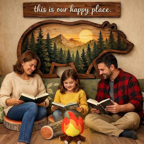 4 Pcs Pretend Campfire Set with 2 Tree Stump Pillows 1 Wood Pillow Floor Cushion 1 Fake Campfire Plush Decorative Round Throw Pillow Floor Cushion for Bedroom Living Room Picnic Party in Kuwait