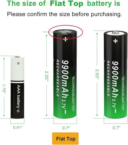 18650 3.7V Rechargeale Battery Flat Top High Capacity Lithium Polymer Ni-MH Rechargeable Battery for Remote Control, Game Console in Kuwait