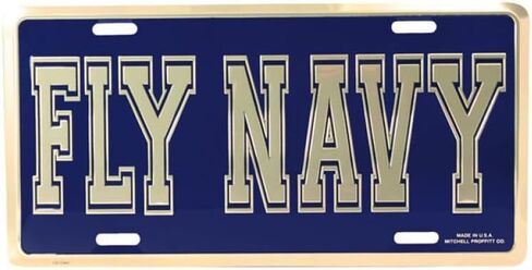 Fly Navy Script Metal License Plate in Kuwait