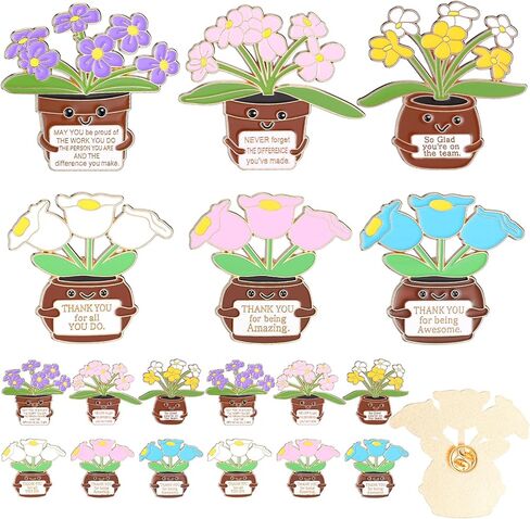 12 Pcs Thank You Positive Label Pins Appreciation Recognition Flower Pins for Teacher Appreciation Graduation End of Year Employee of The Month Volunteer Coworker Gifts in Saudi Arabia