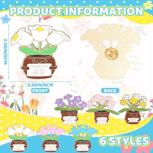 12 Pcs Thank You Positive Label Pins Appreciation Recognition Flower Pins for Teacher Appreciation Graduation End of Year Employee of The Month Volunteer Coworker Gifts in Saudi Arabia