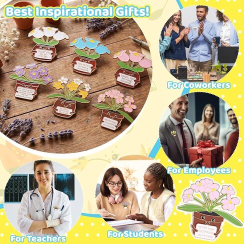 12 Pcs Thank You Positive Label Pins Appreciation Recognition Flower Pins for Teacher Appreciation Graduation End of Year Employee of The Month Volunteer Coworker Gifts in Saudi Arabia
