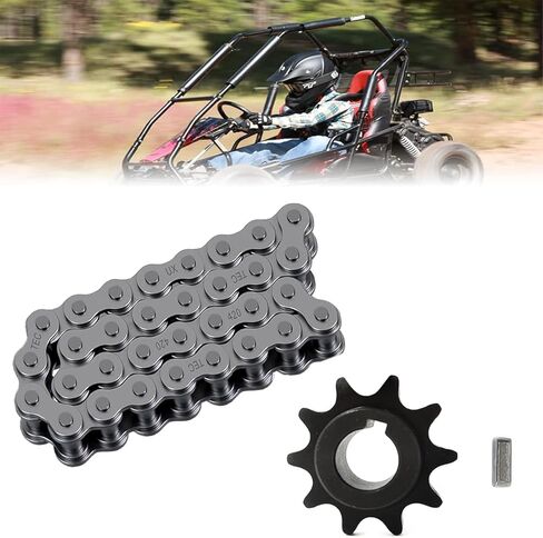 QYMOTO KT196 Drive Chain 32 Link 420 Chain+10 Tooth 420 Chain Sprocket for Coleman KT196 CK196 RTK200 HS200GK Go Carts in Kuwait