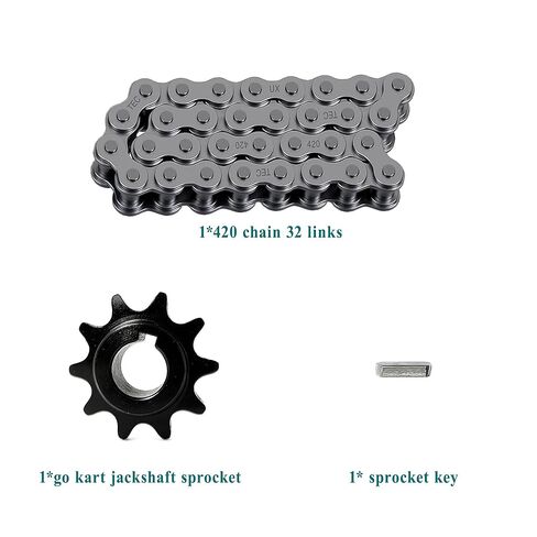 QYMOTO KT196 Drive Chain 32 Link 420 Chain+10 Tooth 420 Chain Sprocket for Coleman KT196 CK196 RTK200 HS200GK Go Carts in Kuwait