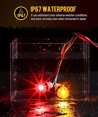 Partsam 10 قطع 3/4 بوصة LED كهرماني البطيخ علامة جانبية مزدوجة الوظيفة ستروب + أضواء علامة، عدسة واضحة ضوء تحذير إشارة الذيل لشاحنة مقطورة RV in Kuwait