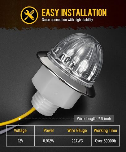 Partsam 10 قطع 3/4 بوصة LED كهرماني البطيخ علامة جانبية مزدوجة الوظيفة ستروب + أضواء علامة، عدسة واضحة ضوء تحذير إشارة الذيل لشاحنة مقطورة RV in Kuwait
