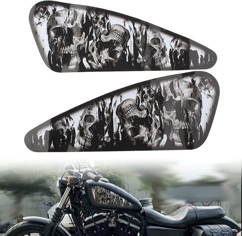 Bacar Motor Gas Tank ملصق مائي وسادة خزان الشارات الجانبية ملصقات الغاز لـ Harley for Sportster XL 883 1200 لنماذج Softail Dyna Bobber، Style F in Kuwait