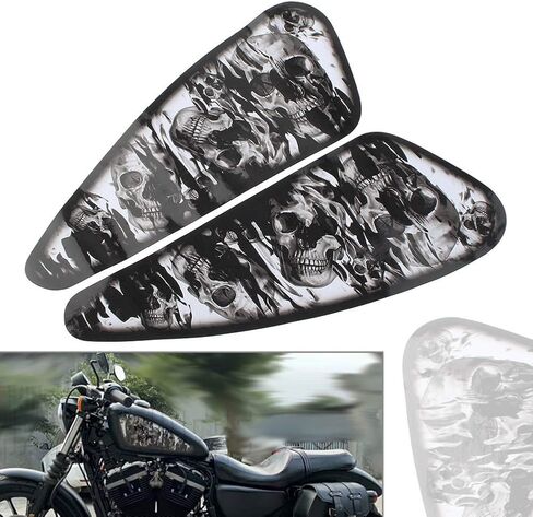 Bacar Motor Gas Tank ملصق مائي وسادة خزان الشارات الجانبية ملصقات الغاز لـ Harley for Sportster XL 883 1200 لنماذج Softail Dyna Bobber، Style F in Kuwait