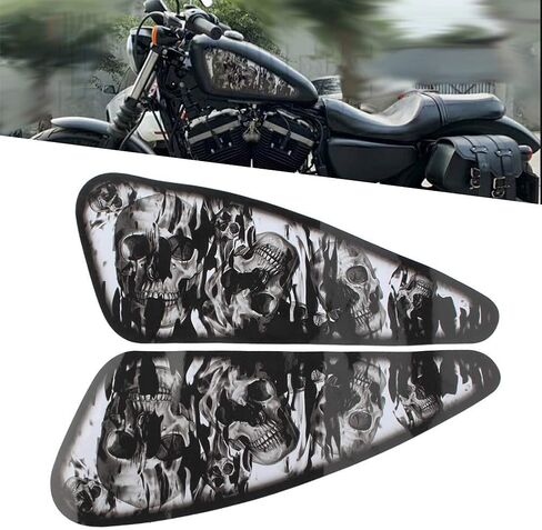 Bacar Motor Gas Tank ملصق مائي وسادة خزان الشارات الجانبية ملصقات الغاز لـ Harley for Sportster XL 883 1200 لنماذج Softail Dyna Bobber، Style F in Kuwait