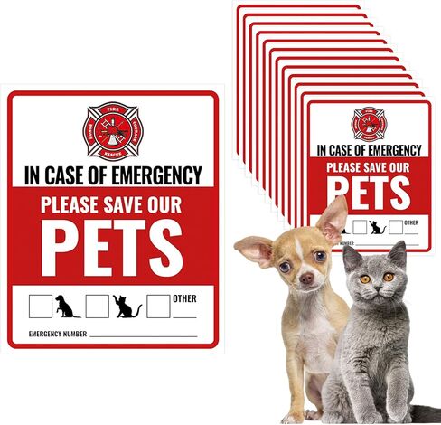 12Pcs Pets Inside Fire Rescue Sticker - 12x10cm Emergency Pet Alert Safety Decal for Doors, Vinyl Adhesive Firefighter Warning Sign for Home (Rescue Retriever) in Saudi Arabia