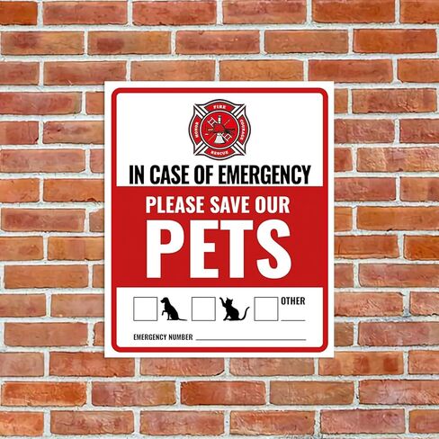 12Pcs Pets Inside Fire Rescue Sticker - 12x10cm Emergency Pet Alert Safety Decal for Doors, Vinyl Adhesive Firefighter Warning Sign for Home (Rescue Retriever) in Saudi Arabia