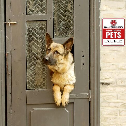 12Pcs Pets Inside Fire Rescue Sticker - 12x10cm Emergency Pet Alert Safety Decal for Doors, Vinyl Adhesive Firefighter Warning Sign for Home (Rescue Retriever) in Saudi Arabia