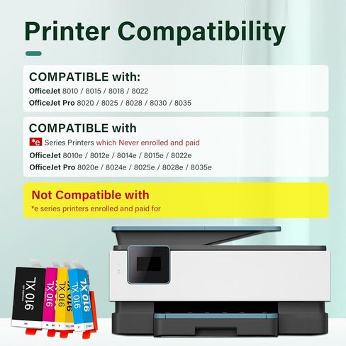 استبدال خراطيش الحبر 910XL 910 8020 لخراطيش الحبر HP 910 كومبو حزمة متعددة لطابعة OfficeJet Pro Series 8020 8015 8035 8025 8010 8018 8028 8022 8030 in Kuwait