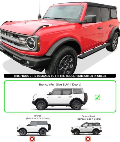 Tuxtreme Running Boards 5 inches Matte Black Compatible with Ford Bronco 2021-2026 Sport Utility 4-Door Stainless Steel (Side Steps Side Bars) in Kuwait
