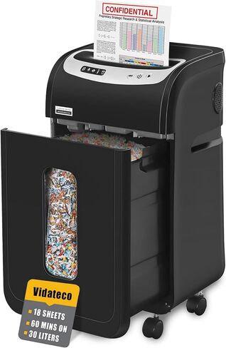Paper Shredder Heavy Duty,VidaTeco 20-Sheet Cross Cut Shredder for Home Office Heavy Duty,Paper Shredder for Office with 60 Mins Running,Shred Card/CD,58 dB with 7.9-Gal Larger Bin, Auto Jam Proof in Saudi Arabia